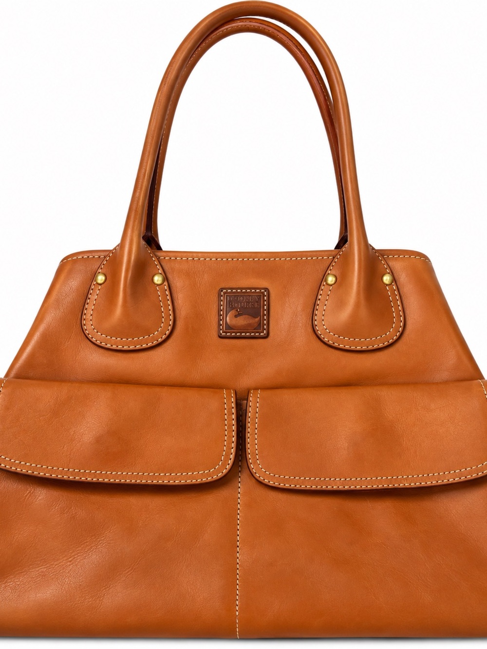 Dooney & Bourke Florentine Clayton Satchel Cognac Brown Leather Large Bag